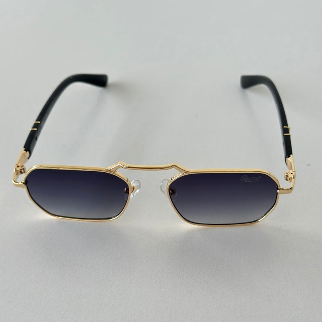 Persol 1020S 515/31 57 Eşref Tek – UV400 Tek Renkli Mavi Camlı Geometrik Metal Güneş Gözlüğü