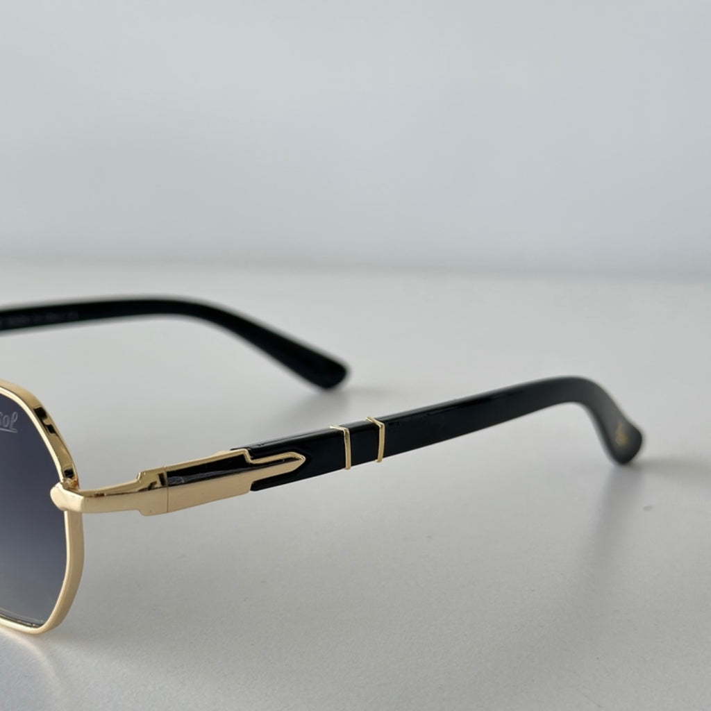 Persol 1020S 515/31 57 Eşref Tek – UV400 Tek Renkli Mavi Camlı Geometrik Metal Güneş Gözlüğü
