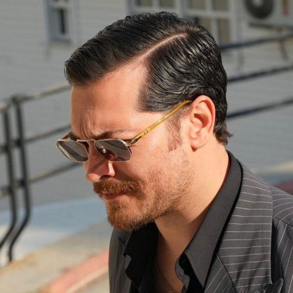 Persol 1020S 515/31 57 Eşref Tek – UV400 Tek Renkli Kahve Camlı Geometrik Metal Güneş Gözlüğü
